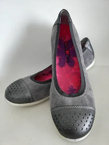 Ricosta Damen Schuhe Ballerinas elastische Kante Leder Schimmer Grau Gr. 38 Neu - Bild 1 von 12