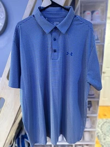Mens Under Armour Heat Gear Golf Shirt, XXL, Grey / Royal - Picture 1 of 9
