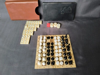 Vtg Pocket Cheess Checkers Dominoes from Soviet USSR 1970's - Image 1 of 4