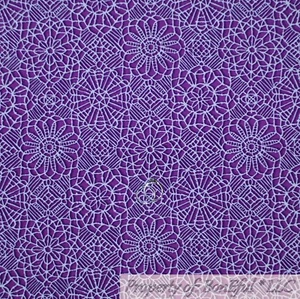 BonEful FABRIC FQ Cotton Quilt VTG Purple White Damask Lace Flower Pattern Print - Picture 1 of 14
