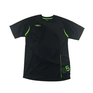 Umbro S5 Sports Top Age 13 Black Plain with Logo and Neon Green Details - Picture 1 of 13