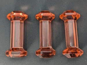 (3) PINK DEPRESSION GLASS KNIFE RESTS 3- 1/4" LONG SIX SIDED SHAPE - Picture 1 of 6