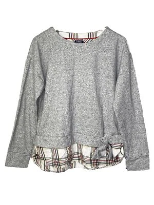 Izod Mujer Sudadera A Cuadros Adorno Gris Mullitcol Cuello Redondo Talla L Foto 1 de 4