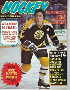 1974 NOVEMBER Hockey Pictorial magazine, Phil Esposito, Boston Bruins VG - Picture 1 of 1
