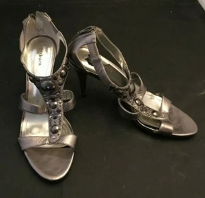 Style & co Heels Sandals Wedges Studded Silver Shoes Women PAULINE 7.5M - Picture 1 of 1