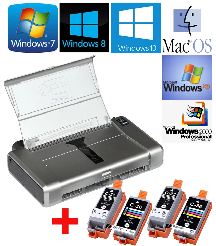 MOBILER DRUCKER CANON PIXMA IP100 FÜR WIN XP 7 8 10 VOLL.PRINTHEAD +2 SETS EXTRA - Bild 1 von 1