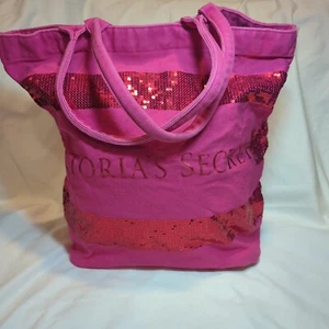Borsa rosa Victoria's Secret Weekender rosa paillettes tela spiaggia grande scintillante - Foto 1 di 11