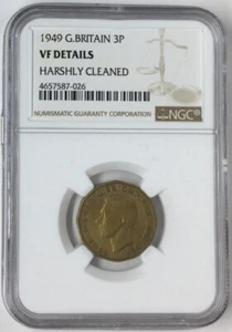 1949 Great Britain 3 Pence NGC VF Details # - Picture 1 of 3