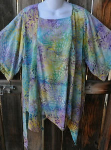 ART TO WEAR MISSION CANYON 74+ PIXIE HEM TUNIC IN ALL NEW SPRING , OS+,52"B - Picture 1 of 4