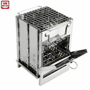 Portable Stainless Steel Camping Wood Alcohol Burning Stove Outdoor Picnic BBQ - Picture 1 of 9