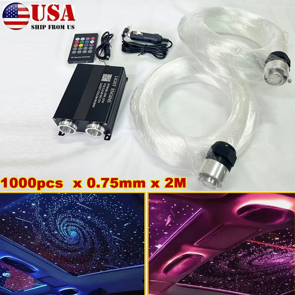 1000PCS Car Roof Fiber Optic Lights 32W Starlight Headliner Kit APP RF Control - Image 1 of 4