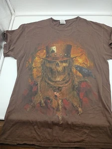 Vintage Y2K Scarecrow Skull in Top Hat Poker Cards T-Shirt M Affliction Ed Hardy - Bild 1 von 6