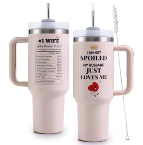 Vaso Gifts For Wife 40oz rosa I’m Not Spoiled My Husband Loves Me With Pajita - Imagen 1 de 7