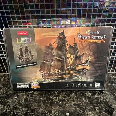 New Sealed in Box LED Queen Anne’s Revenge Blackbeard’s Ship 3D Puzzle 340 Piece - Image 1 of 4