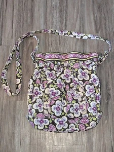 Vera Bradley On The Go Plum Petals Bag Purse Hangbag Purple Green Crossbody - Picture 1 of 20