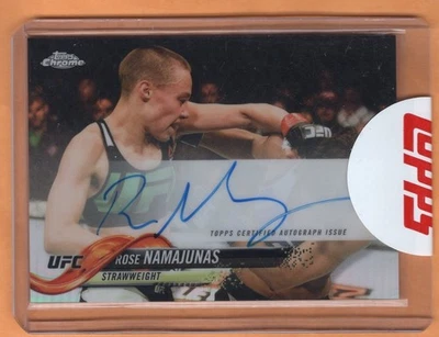 2018 Topps UFC Chrome ROSE NAMAJUNAS ~Refractor Autograph FA-RN - Image 1 of 2
