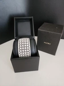 Nadri Pave Cuff Wide Silver Tone Diamond Simulated Crystals Bracelet Retired - Picture 1 of 13