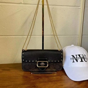 Coach CF474 Morgan Crossbody mit Nieten in Gold/Braun Schwarz Multi - Bild 1 von 7