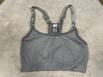 Reebok Gray Seamless Racerback Sports Bra Adjustable Straps Size Large - Image 1 of 4