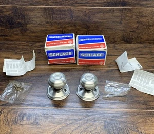 Lot of 2 Schlage Georgian Round Dummy Door Knob Satin Nickel Non-Turning Set - Picture 1 of 6