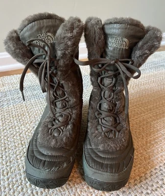 The North Face Womens Green Lace up Goose Down Faux Fur Winter Boots Size US 7.5 - Image 1 of 4