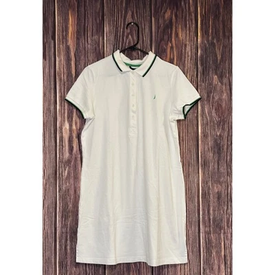 Vestido Polo Nautica Para Mujer Talla G Blanco Verde Borde Manga Corta Informal Foto 1 de 4