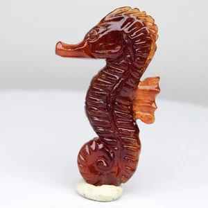 💎 22.76ct Life -Like Seahorse Carving Natural Orange Spessartite Garnet Gem - Picture 1 of 5
