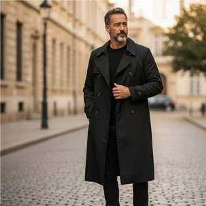 Gabardina Ralph Lauren Para Hombre Negra Doble Pecho Negra Talla 44R - Imagen 1 de 6