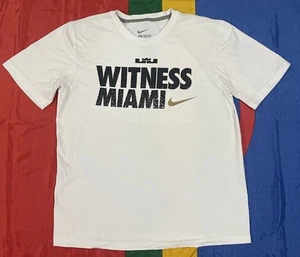 Camiseta de baloncesto Nike Witness Miami King Lebron James blanca grande para hombre - Imagen 1 de 6