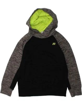 RUSSELL ATHLETIC Boys Hoodie Jumper 7-8 Years Medium Black Colourblock RU03 - Image 1 of 3