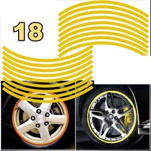 CAR ROUND WHEEL DECORATION DECAL STICKER REFLECTIVE YELLOW TRIM (18 inch WHEELS) - Picture 1 of 3