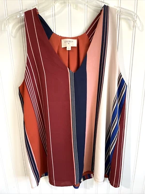 Everly Shirt Womens Small Colorblock Striped Sleeveless Blouse Lined Pullover - Image 1 of 4