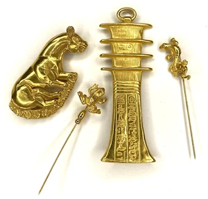 Vintage 4 Stück. LOT Metropolitan Museum of ART MMA Säule, Tier, Frosch Eidechse PINS - Bild 1 von 8