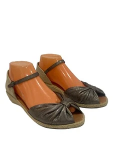 Sandalias de cuña alpargata de gamuza de cuero metálico Gentle Souls Lucille talla 7,5 - Imagen 1 de 14