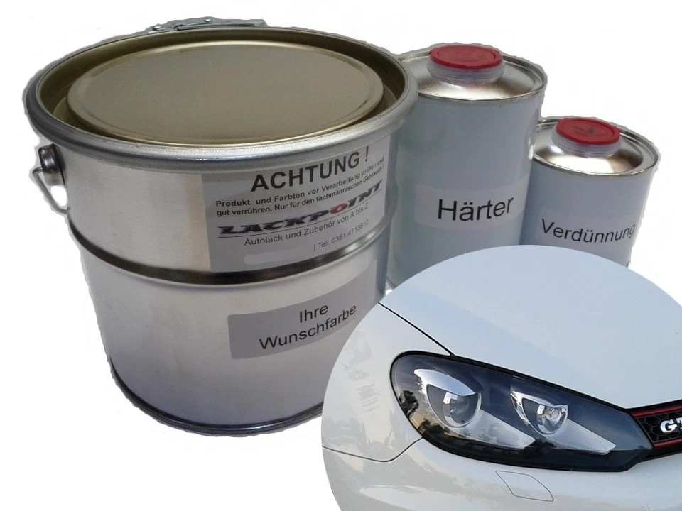 5 Liter Set 2K Autolack für für VW Golf 3 LB9A Candyweiß Tuning kein Klarlack n - Bild 1 von 1