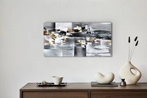 Abstract Acrylic Painting 80x40 cm Modern Art Warm Ochre Sienna Tones - Picture 1 of 13