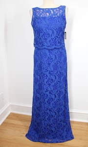 NWT Ellen Tracy 4 Cobalt Blue Lace Maxi Mother of Bride Formal Dress - Picture 1 of 13