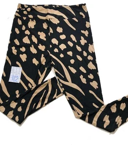 TC2 LuLaRoe Leggings Black Tan Zebra Cheetah Animal Print Fits 18/24 - Picture 1 of 1