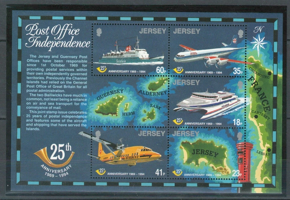 JERSEY BRITISH  25th ANNIVERSARY- AIRPLANES, SHIPS MNH SHEET  LOT (JER 168) - Image 1 of 1