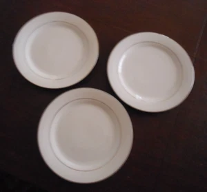 10 Strawberry Street 10.75" Dinner Plates, White with Platinum trim SET of 3 - Picture 1 of 5