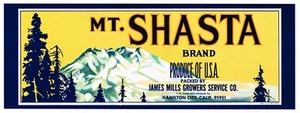 MONTAJE ETIQUETA CAJA MT SHASTA HAMILTON CITY BUTTE COUNTY ORIGINAL VINTAGE NORCAL - Imagen 1 de 1
