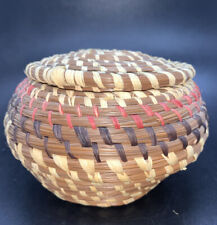 Basket Pine Needle Boho With Lid Trinket Key Box - Multi Color Hand woven