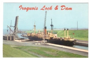 Postal cromada vintage envío a Iroquois Lock, St Lawrence Seaway, iroquesa, encendida - Imagen 1 de 2