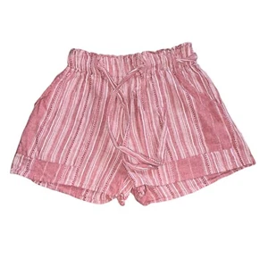 Planet Gold Womens Striped Light Weight Pull On Shorts-Red-M-GUC - Picture 1 of 4