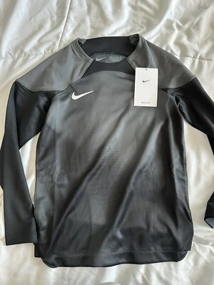 Nike Dri-Fit Football Soccer Goal Keeper Jersey Black Boys XS DH8349-060 TT - Image 1 of 4