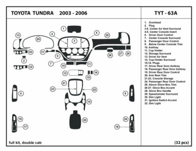 Interior Real Carbon Fiber Dash Trim Kit for Toyota Tundra double cab 2003 -2006 - Image 1 of 4