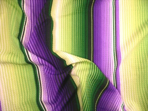 Bullet Printed Liverpool Textured Fabric Stretch Serape Stripe Purple Green U28 - Picture 1 of 1