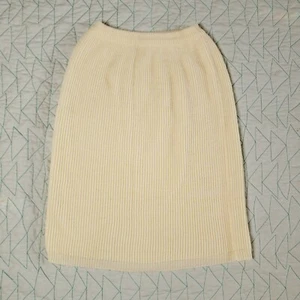 Falda lápiz recta tejida acrílica amarilla pálida crema para mujer talla S - Imagen 1 de 4