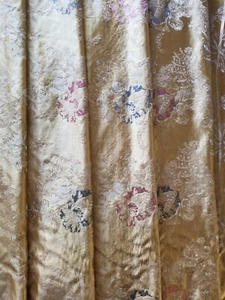 6 Yds 50" Wide Vintage Silk Floral Brocade Gold Rose Blue McMILLEN NEW YORK  - Picture 1 of 12