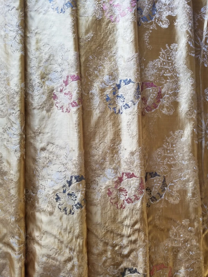 6 Yds 50" Wide Vintage Silk Floral Brocade Gold Rose Blue McMILLEN NEW YORK  - Image 1 of 4